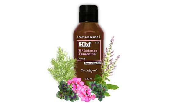 Aceite para masaje de uso femenino con aceites esenciales de geranio, hinojo y salvia amaro entre otros 120 ml