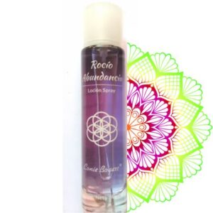 Spray Brisa Abundancia, mezcla de aceites esenciales de Siempre viva, Naranja dulce, Litsea, Cisto y Espicanardo, entre otros. Contenido 60 ml